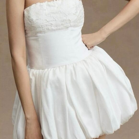 BHLDN Finnegan Strapless Bubble-Hem Mini Dress 10 - Picture 1 of 9